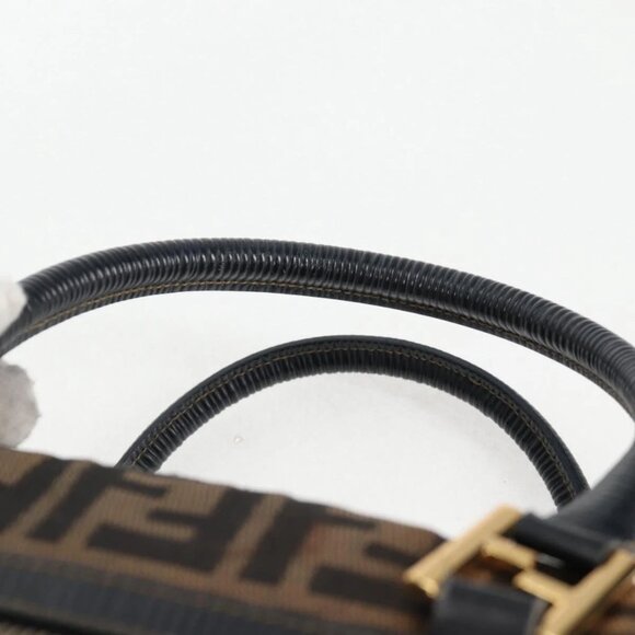 FENDI Zucca Canvas Hand Bag Black Brown gold Auth BA4615 - Picture 9 of 16